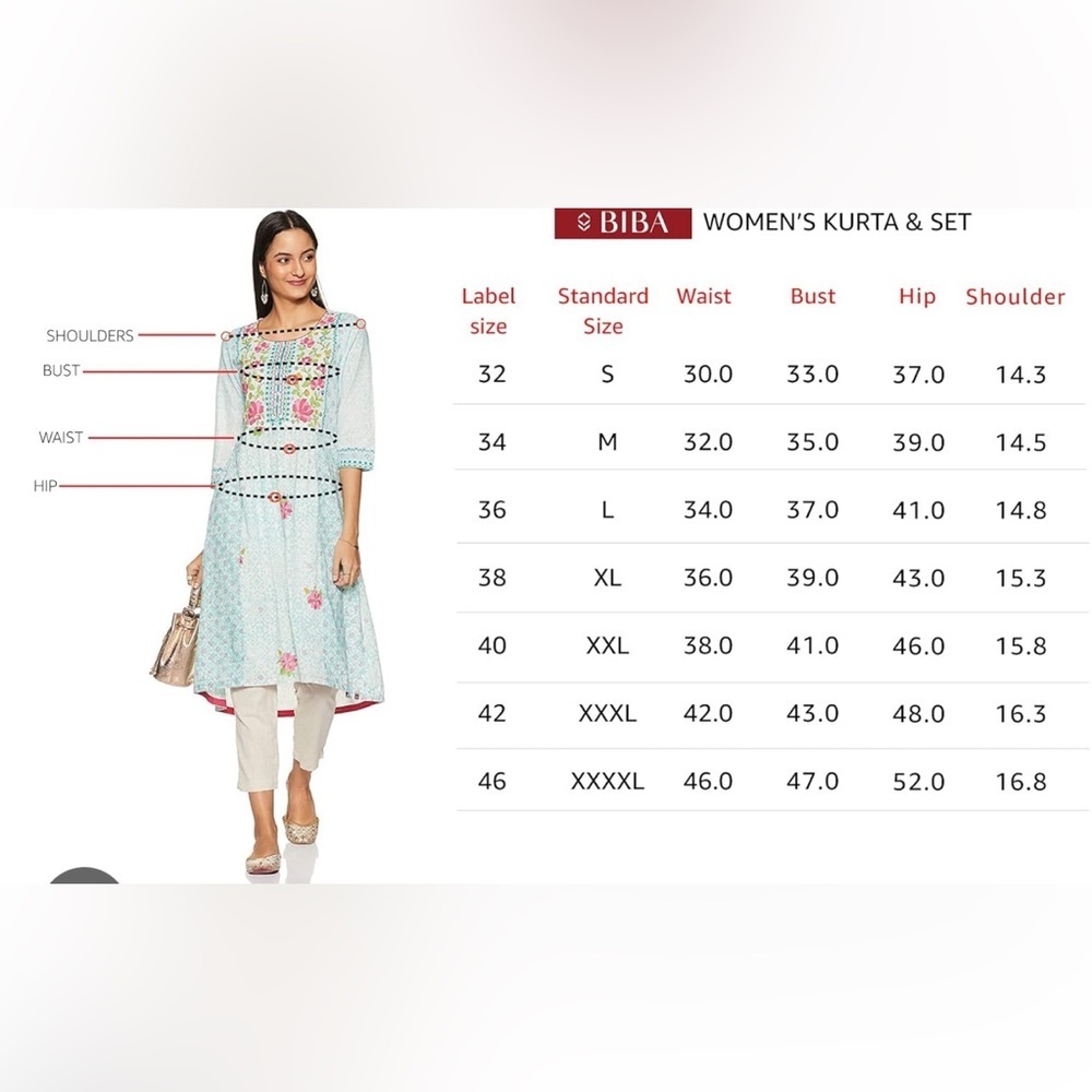 BIBA Floral Print Shift Dress Size 36 Kurta - Picture 12 of 12